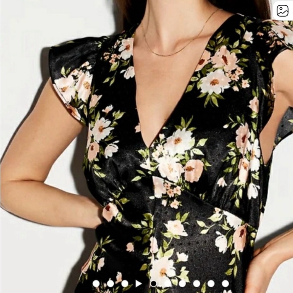 The Occasion by Old Navy Floral Black Maxi Dress with Flutter Sleeves M Tall - Picture 3 of 9